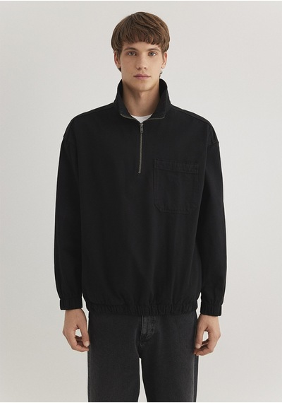 Mavi - Yarı Fermuarlı Antrasit Denim Sweatshirt 0211137-900 Siyah