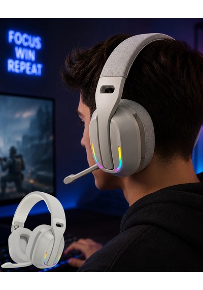 Bay Kablosuz Bluetooth Kulaklık Rgb Işıklı Mikrofonlu Stereo Kulaküstü Kulaklık Najmaddin