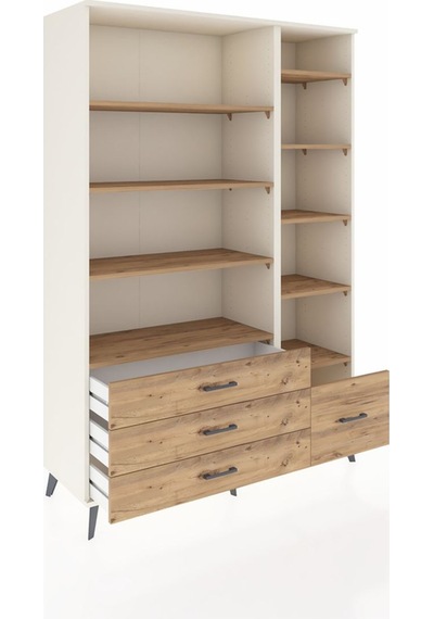 Hyperion Dolap 9 Raflı 4 Çekmeceli 132x44x195 Aytaşı-çam/çam Aytaşı