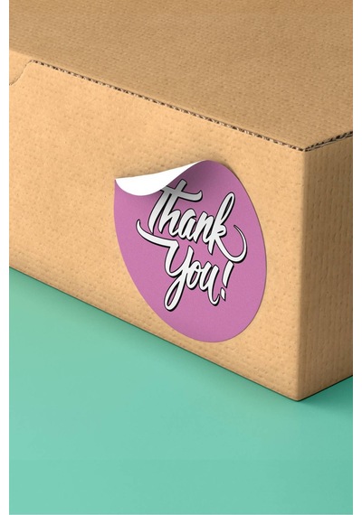 Lila Thank You Kargo Sticker 3x3cm St2165 Çok Renkli