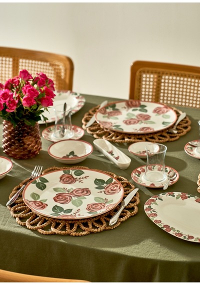 Bella Maison Rose Porselen 6'lı Servis Tabağı 26 Cm Çok Renkli
