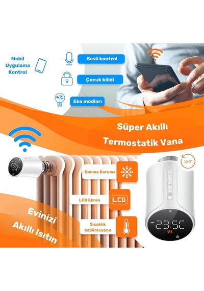 Zigbee Lcd Ekranlı Termostatik Radyatör Vanası Tuya, Smart Life, Zigbee2mqtt Uyumlu