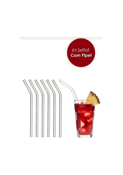 6 Adet Şeffaf Cam Pipet-eğimli Cam Pipet Renk Renk
