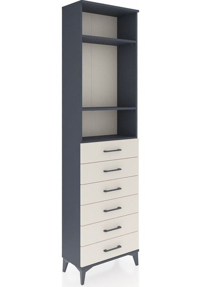 Arges Dolap 3 Raflı 6 Çekmeceli 60x30x221 Antrasit-aytaşı Antrasit