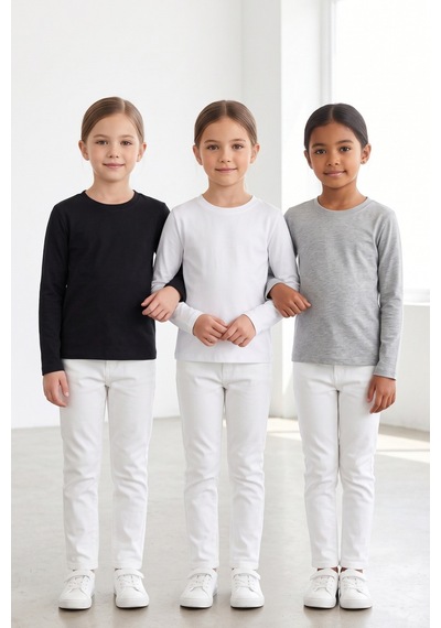 Kiagu Kız Erkek Çocuk Basic Tişört 3'lü Set Pamuklu Uzun Kollu Çocuk Tişört 2-13 Yaş T-shirt 3'lu Set10 Kiagu Kız Erkek Çocuk Basic Tişört 3'lü Set Pamuklu Uzun Kollu Çocuk Tişört 2-13 Yaş T-shirt 3'lu Set10