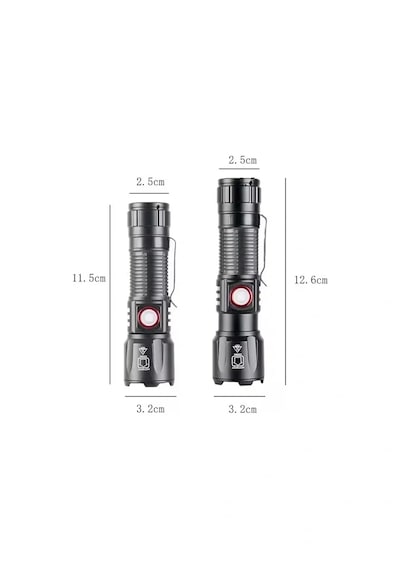 Ws-2828 Ultra Usb Şarjlı Polis El Feneri, Bekçi, Asker El Feneri Kırmızı Mavi Çakarlı 1000 Lümen 55