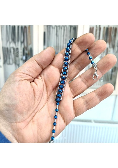 Oltutaşımarket Fasetalı Küre Kesim Mavi Ve Gümüş Renk Hematit Taşı Zaza Tesbih Bileklik 22 Cm Oltutaşımarket Fasetalı Küre Kesim Mavi Ve Gümüş Renk Hematit Taşı Zaza Tesbih Bileklik 22 Cm