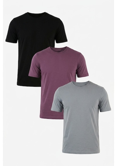 Buratti Pamuklu Regular Fit Bisiklet Yaka 3'lü Paket T Shirt Erkek T Shirt 59020204s3 Siyah-mürdüm-açık Gri