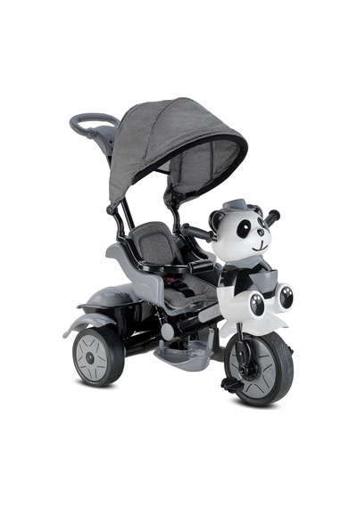 Babyhope 127 Lıttle Panda Lüks Üç Teker Kontrollü Bebek Bisikleti Gri Çok Renkli