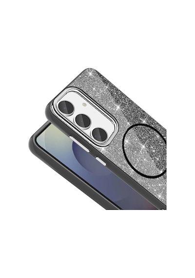 Galaxy Uyumlu S23 Fe Kılıf Magsafe Şarj Özellikli Parlayan Simli Uzrm Okso Kapak - Beyaz Beyaz