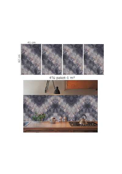 Tink Kendinden Yapışkanlı Kırmızı Çizgi Desenli Pvc Panel 41x62 Cm