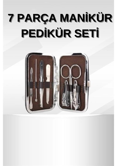 Manikür Pedikür Seti 7 Parça Tırnak Makası Kaş Makası Cımbız Çantalı 20114838