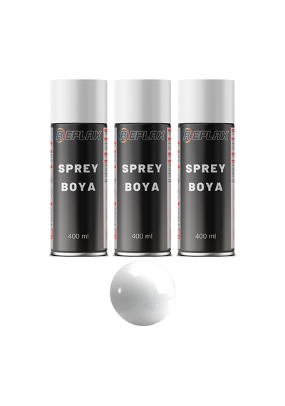 3 Adet Ral 9003 Parlak Beyaz Sprey Boya 400 Ml.
