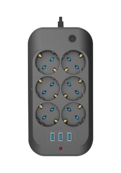 Ftr-11 6'li Termal Akım Korumalı Priz 3-usb Giriş