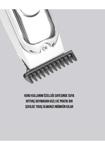 Profesyonel Saç Ve Sakal Kesme Makinesi Şarjlı, Sessiz Motor, Ayarlanabilir Tarak