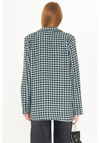 Armonika Kadın Mint Erkek Yaka Cep Kapaklı Vatkalı Oversize Ceket Arm-25k001060