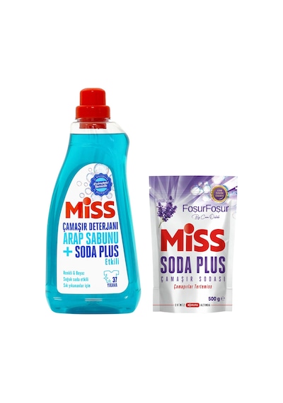 Miss Sıvı Çamaşır Deterjanı Arap Sabunu + Soda Etkili 1.5 Lt Ve Soda Plus 500 Gr 2 Li Set