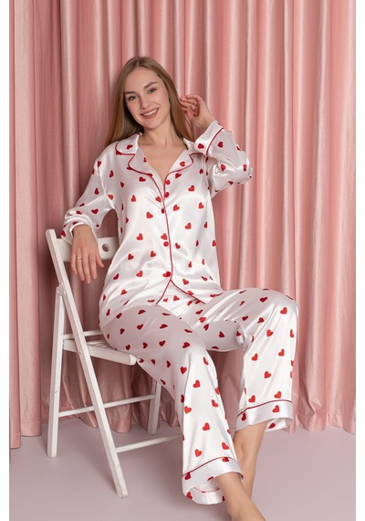 Jumelles Kadın Krem Saten Pijama Takımı Krem
