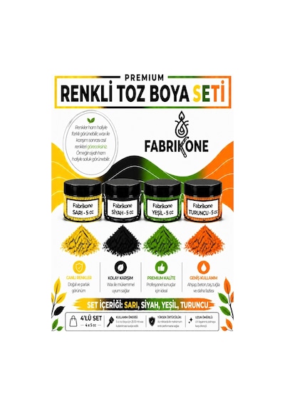 4'lü Set Premium Parafin Soya Wax Toz Mum Boyası Hobi Seti - 5 Cc Sarı, Siyah, Yeşil, Turuncu Bkfab4srsyt5g Karışık