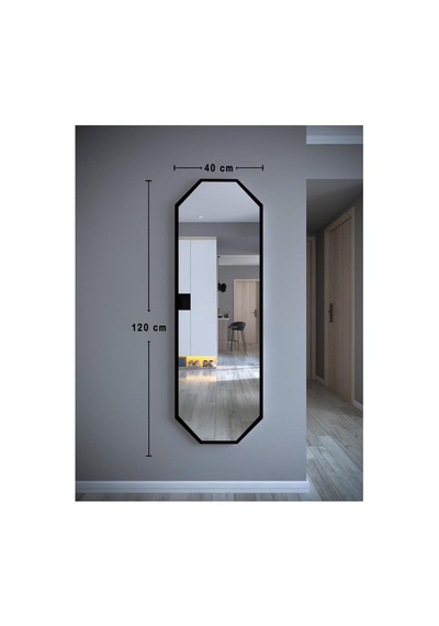 Tr Siyah 6 Gen Dekoratif Boy Duvar Aynası,siyah 40x120 Diğer