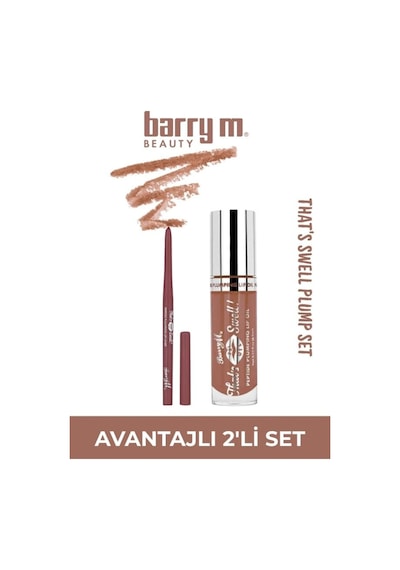 Barry M That's Swell Peptide Dudak Lip Gloss Set Lip Liner Ve Lip Gloss Nude Nektar Ten Rengi