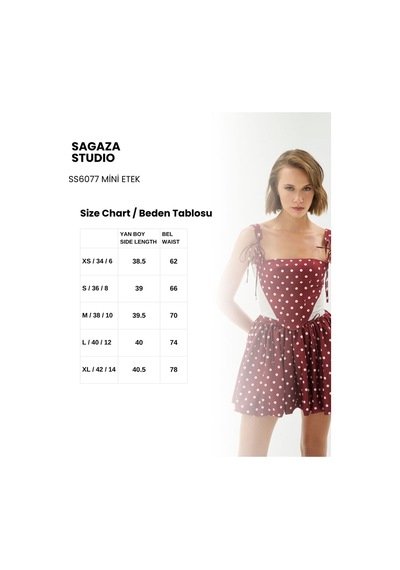 Sagaza Studio Ss6077 Pileli Mini Etek Bordo
