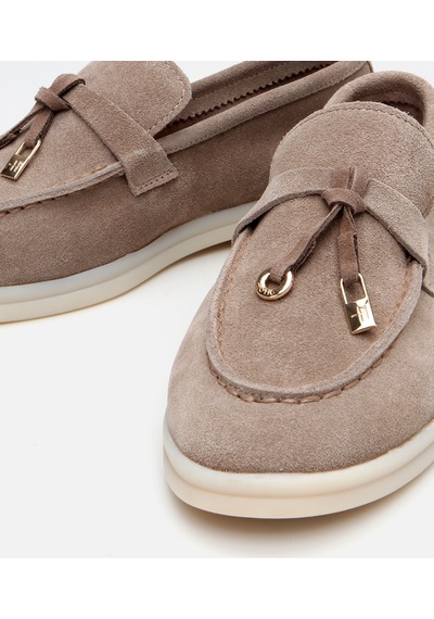 Hotiç Kadın Süet Deri Bej Klasik Loafer