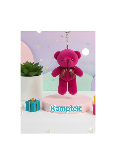Peluş Tasarım Anahtarlık Aksesuar Ayıcık Hediyelik Anahtarlık Fuşya Pembe Pembe
