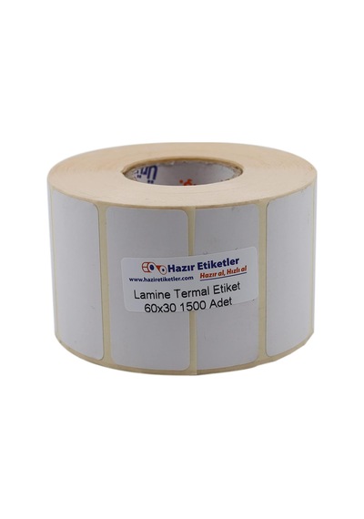 Lexroo Lamine Termal Etiket 60mm X 30mm Ruloda 1500 Adet 40mm Kuka Çapında Direk Termal Transfer Diğer