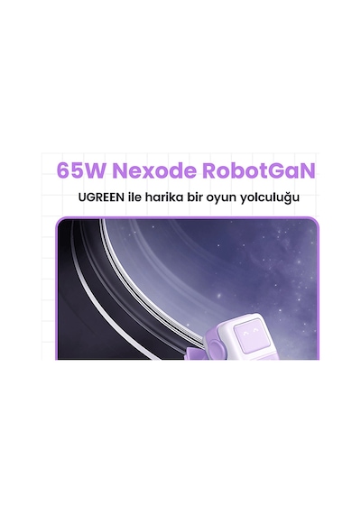 Ugreen Nexode Uno 65w Robot Gan Hızlı Şarj Cihazı, Mor 35291