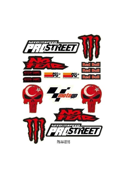 Motosiklet Sponsor Tasarım A4 Çoklu Sticker Seti Diğer 13795391