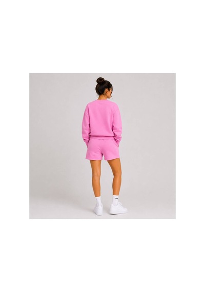 Herkesemoda Hüppy Baskılı Kadın Oversize Şortlu Sweatshirt Eşofman Takımı Pembe
