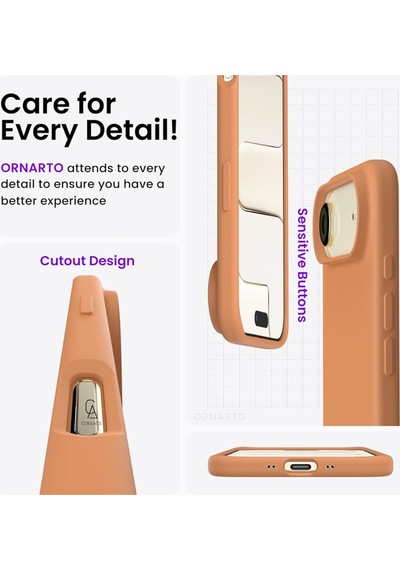 Apple Uyumlu iPhone 17 Air Içi Kadife Lansman Kılıf Ve 5d Tam Kaplayan Cam Ekran Koruyucu Turuncu