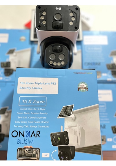 Okam Pro 3950 Solar Güneş Enerjili 4g Sim Kartlı 15mp 3 Lens 10x Optik Zoom Güvenlik Kamerası