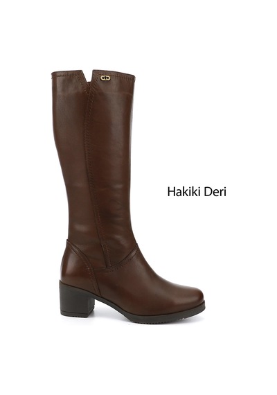 Gönderi(R) Gönderir Kadın Kahve Antik Fermuarlı Kalın Topuklu Hakiki Deri Çizme Gkzc13446529 Kahverengi