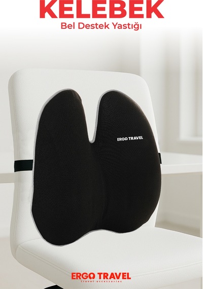 Viscofoam Ultralüks Ortopedik Bel Yastığı Ergonomik Bel Destek Minderi Ofis & Araç Uyumlu - Siyah