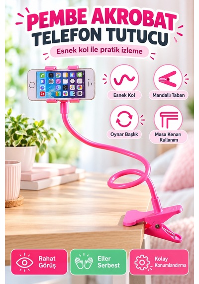 Pembe Akrobat Telefon Tutucu