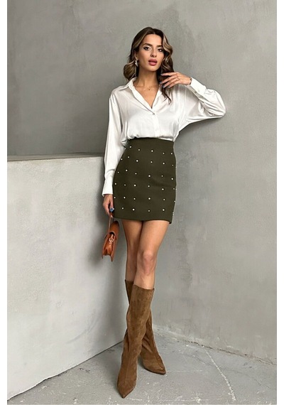Verymoda Noktalı Etek F1627 Haki