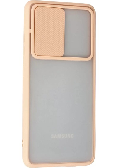 Newface Samsung Uyumlu Galaxy A52 Kılıf Palm Buzlu Kamera Sürgülü Silikon - Pembe Resimdeki