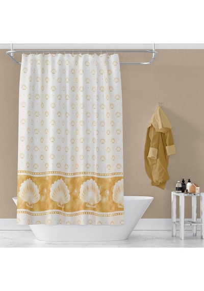 Banyo Perdesi 2x100x200 Çift Kanat Duş Perdesi Halka Hediyeli 4910 Beyaz Beyaz