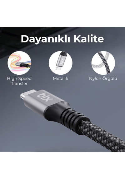 Bix BXCC242 USB4 240W 40Gbps 8K UHD Şarj Görüntü Kablosu 1 Metre