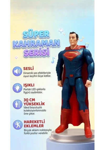Avengers Süperman Süper Kahraman Aksiyon Figürü 30 Cm Sesli Ve Işıklı Figür Oyuncak Superman