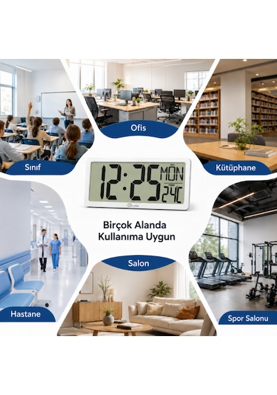 Loyka Lcd200jumbo Büyük Ekranlı Dijital Duvar Saati Beyaz