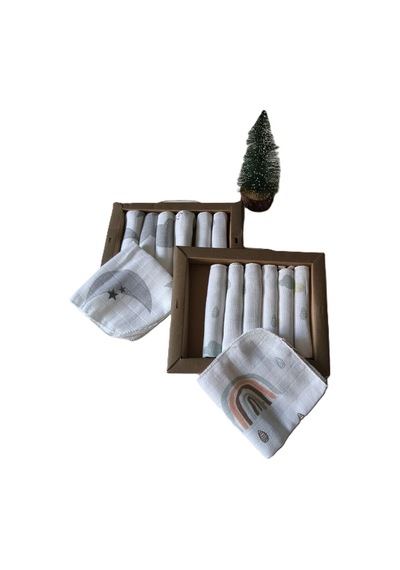%100 Müslin 7'li Bebek Ağız Silme Mendili 2 Li Paket Diğer