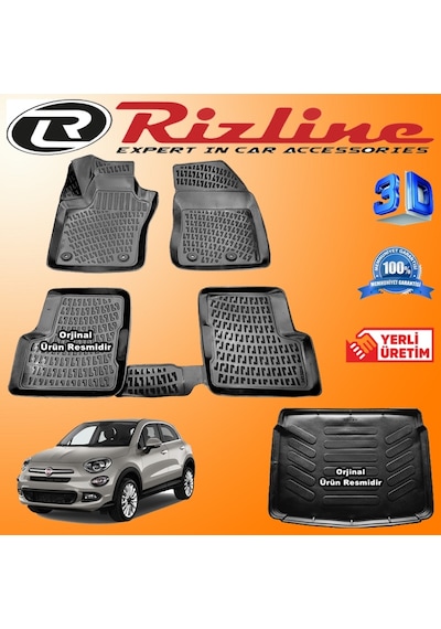 Fiat 500X 3D Paspas + Bagaj Havuzu 2015-2020 Arası Set Rizline N11.27460