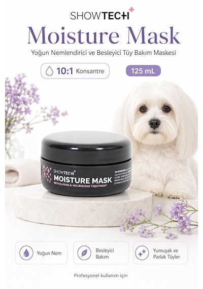 Showtech Moisture Mask Kedi Ve Köpekler İçin Konsantre 10:1 Yoğun Nemlendirici Ve Besleyici Tüy Bakım Maskesi 125 Ml