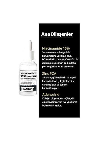 Frankly 15% Niacinamide Ve Çinko Boncukları İçeren Gözenek Serumu 30 ML