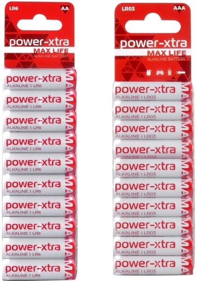 Power-xtra Aa Alkalin Kalem Pil 10'lu Aaa Alkalin İnce Pil 10'lu Paket 20 Adet