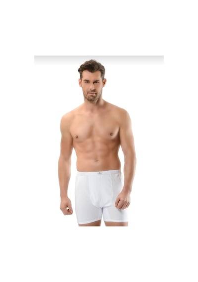 Jiber 102/108 Erkek %100 Pamuk Paçalı Boxer 3 Adet Beyaz
