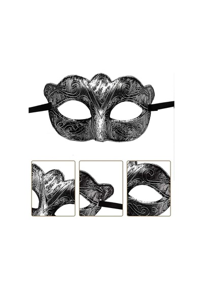 Maskeli Balo Antik Gri Gümüş Eskitilmiş Maske Balo Venedik 5264